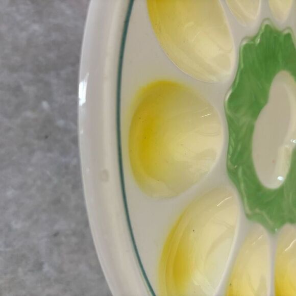 Vintage Mid Century 10 1/4” Ceramic Deviled Egg Plate - Picture 6 of 8